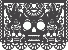 Laser Cut Skull and Doves Silhouette Template CDR, PDF and Ai File