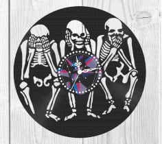 Laser Cut Skull Wall Clock CDR and DXF File