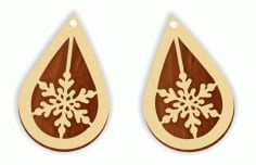 Laser Cut Snowflake Earring Design Free CDR Vector File