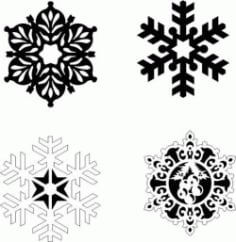 Laser Cut Snowflakes on A Pine Tree DXF Vectors File