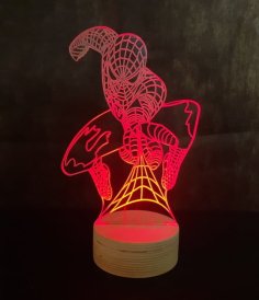 Laser Cut Spiderman 3D Illusion Acrylic Table Lamp CDR and DXF File