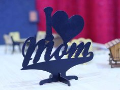 Laser Cut Stand Wooden I Love Mom Stand Template 3mm Free Vector