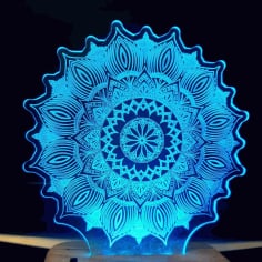 Laser Cut Star Mandala 3D Illusion Lamp 3D Night Light DXF File