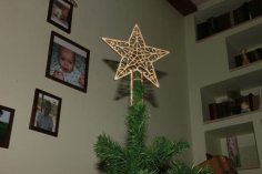 Laser Cut Star on Christmas Tree New Year CDR File