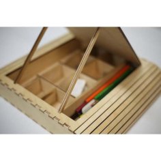 Laser Cut Storage Box for Students Pen and Pencil Organizer Vector File
