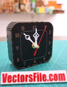 Laser Cut Table Clock with Living Hinges Wooden Desk Clock CDR and DXF File