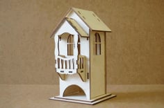 Laser Cut Tea House With Balcony Free CDR Vectors File