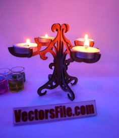 Laser Cut Tealight Candle Holder Wooden Stand 4 Candle Stand DXF and CDR File
