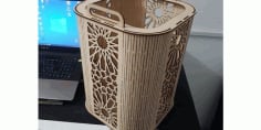 Laser Cut Template Basket with Handles DXF File