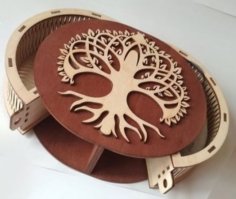 Laser Cut Tool Box with Tree Design CDR File