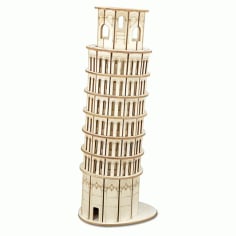 Laser Cut Tower of Pisa 3D Wooden Puzzle, 3D Model Vector File