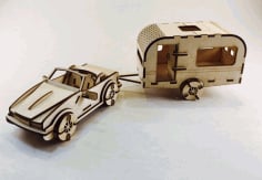 Laser Cut Toy Car and Caravan Set CDR File