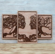Laser Cut Tree Couple Wall Decor Free CDR File