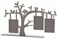 Laser Cut Tree Photo Frame Design, Family Tree Photo Frame Wall Vector File