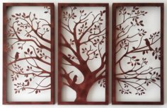 Laser Cut Tree Triptych Frame with Birds CDR File