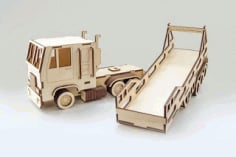 Laser Cut Truck With Trailer CDR File