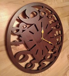 Laser Cut Unique Wooden Wall Clock CDR File for Laser Cutting