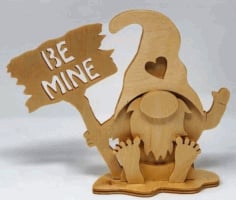 Laser Cut Valentine Gnome Wooden Model CDR File