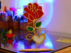 Laser Cut Valentines Day Wooden Flower Gift Idea Flower Vase Stand Vector File