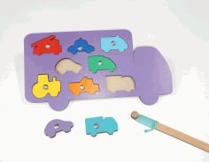 Laser Cut Vehicles Shapes Puzzle Wooden Peg Puzzles For Toddlers Free CDR Vectors File