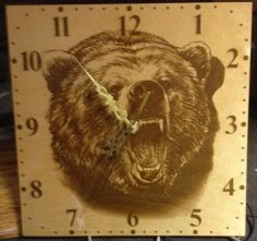 Laser Cut Wall Clock with A Bear Face for Laser Engraving CDR File