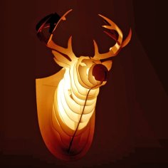 Laser Cut Wall Lamp Deer Head 3D Puzzle Model CDR File