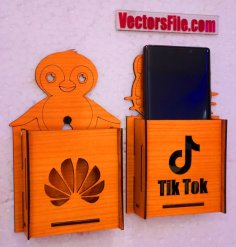 Laser Cut Wall Mounted Mobile Holder Wooden Phone Stand SVG and CDR File