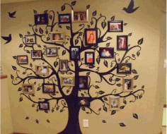 Laser Cut Wall Tree Photo Frame with Birds CDR, DXF and Ai File