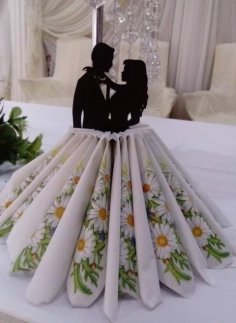 Laser Cut Wedding Couple Napkin Holder Free Vector CDR File