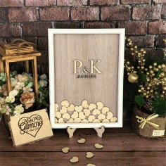 Laser Cut Wedding Guest Book Drop Box with Hearts CDR File