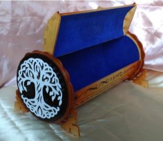Laser Cut Wedding Ring Box Wooden Gift Box with Tree Design Vector File