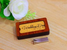 Laser Cut Wedding Story USB Case Wooden Flash Drive Cover 3mm Vector File