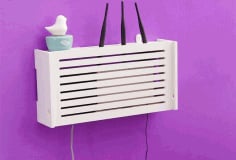 Laser Cut Wifi Router Storage Box Wood Shelf Wall Hangings Bracket Cable Organizer CDR File