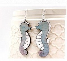 Laser Cut Women Jewelry Seahorse Earrings CDR File