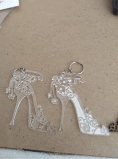 Laser Cut Women Shoes Keychains Free Vector