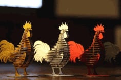 Laser Cut Wood 3D Puzzle Rooster 3mm Vector File