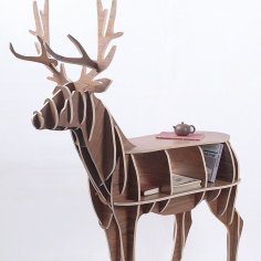 Laser Cut Wood Bookshelf Deer Shape CDR File Download