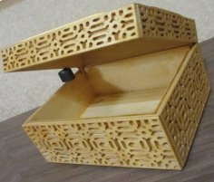 Laser Cut Wood Carved Box with Jali Pattern Vector File