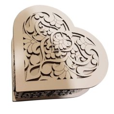 Laser Cut Wood Heart Shape Gift Box CDR File