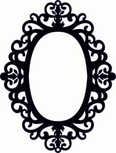 Laser Cut Wood Mirror Floral Frame Free Vector DXF File