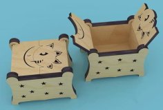 Laser Cut Wood Swing Boxes with Sun and Moon CDR File
