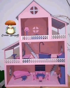 Laser Cut Wooden 3 Story Doll House, Bird House Design Vector File