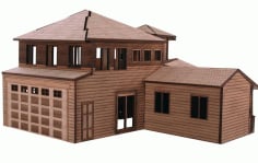 Laser Cut Wooden 3D Architectural Model House Building CDR File