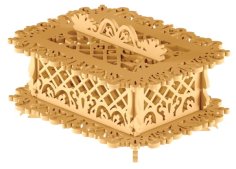 Laser Cut Wooden 3D Decorative Storage Box with Lid Vector File
