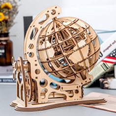 Laser Cut Wooden 3D Globe Puzzle Model CDR File
