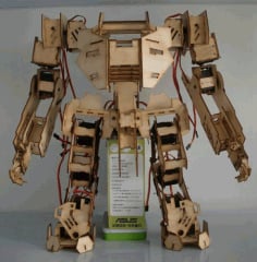Laser Cut Wooden 3D Model Mechanized Robot Free Vector