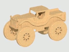Laser Cut Wooden 3D Monster Truck Model Vector File
