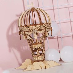 Laser Cut Wooden 3D Puzzle Balloon Toy for Kids Free CDR and DXF Vector File