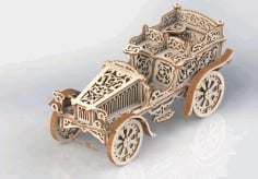 Laser Cut Wooden 3D Puzzle Cabriolet Toy CDR Vectors File