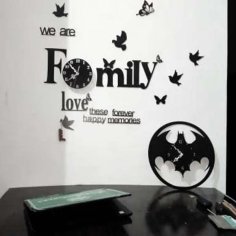 Laser Cut Wooden 3D Puzzle Family Wall Clock Room Wall Art Design SVG File